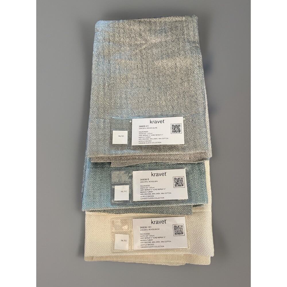 Kravet Candice Olson Upholstery Samples Graceful Moves Gray Blue Cream 25"x23"